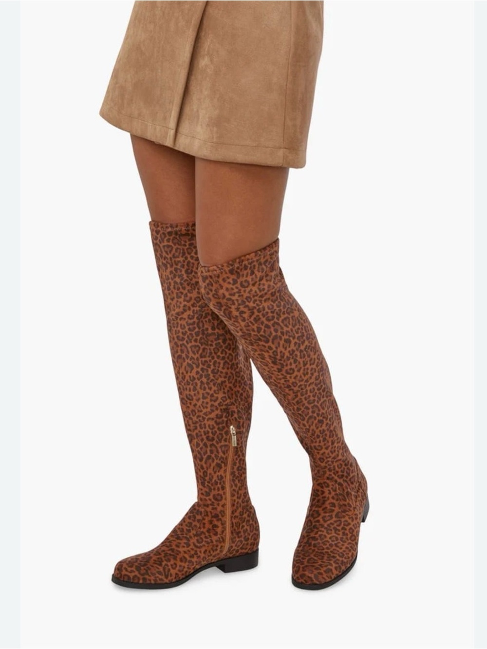 Leopard Over-The-Knee Boots - Brown